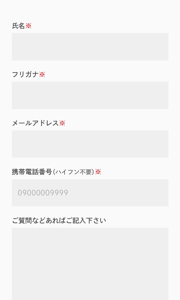 必要な情報をフォームに入力<